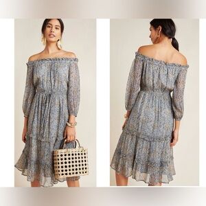 Anthropologie Kira Off-The-Shoulder Peasant Midi Dress— Size 14– Gently Used